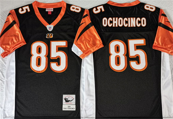 Men's Cincinnati Bengals #85 Chad Ochocinco Black Throwback Stitched Jersey